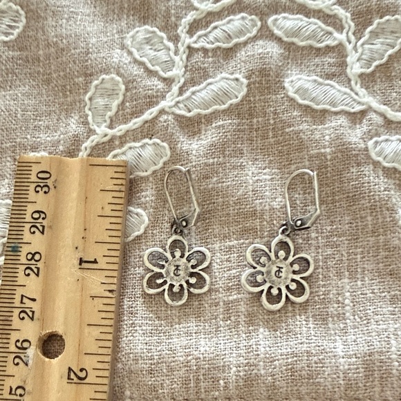 Touchstone Crystal Silver-Tone Flower Earrings with Aqua Crystals - Picture 4 of 5